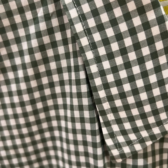 Half moon threadworks large men long sleeve shirt green gingham dry cleaned - Picture 6 of 7
